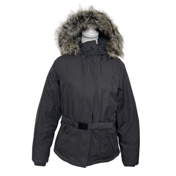 The North Face Jackets & Blazers - The North Face Puffer Jacket Gray Hooded Belted Goose Down Hyvent Coat Size M